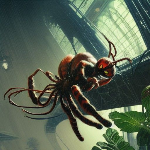 Spider-Cat in Tropical Art Nouveau Style