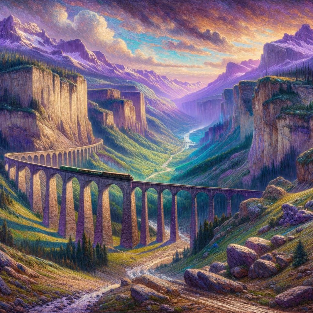 Surreal Train Chugs Across Majestic Mountain Landscape in Ne...