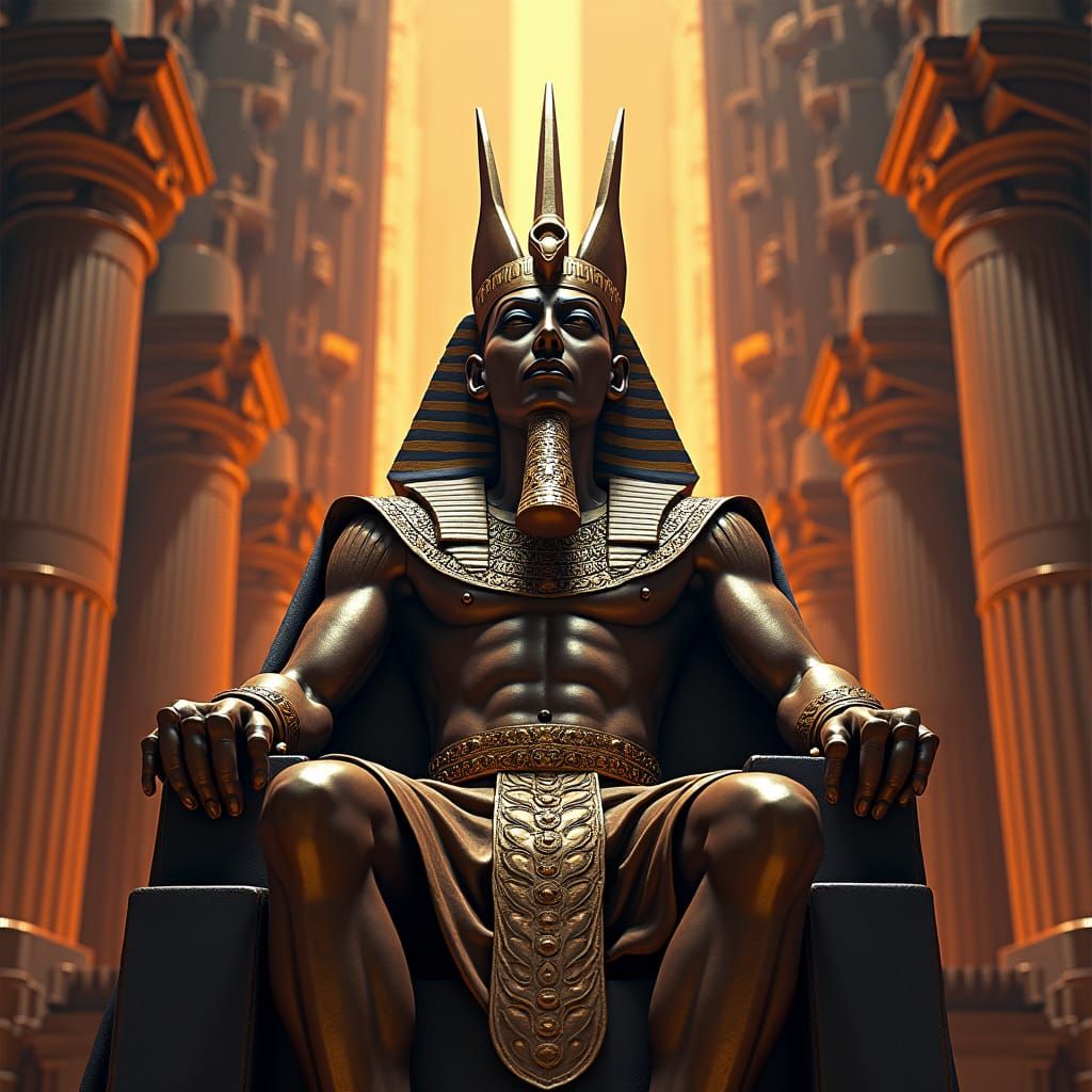 Ramses III on Throne: Opulent Matte Painting