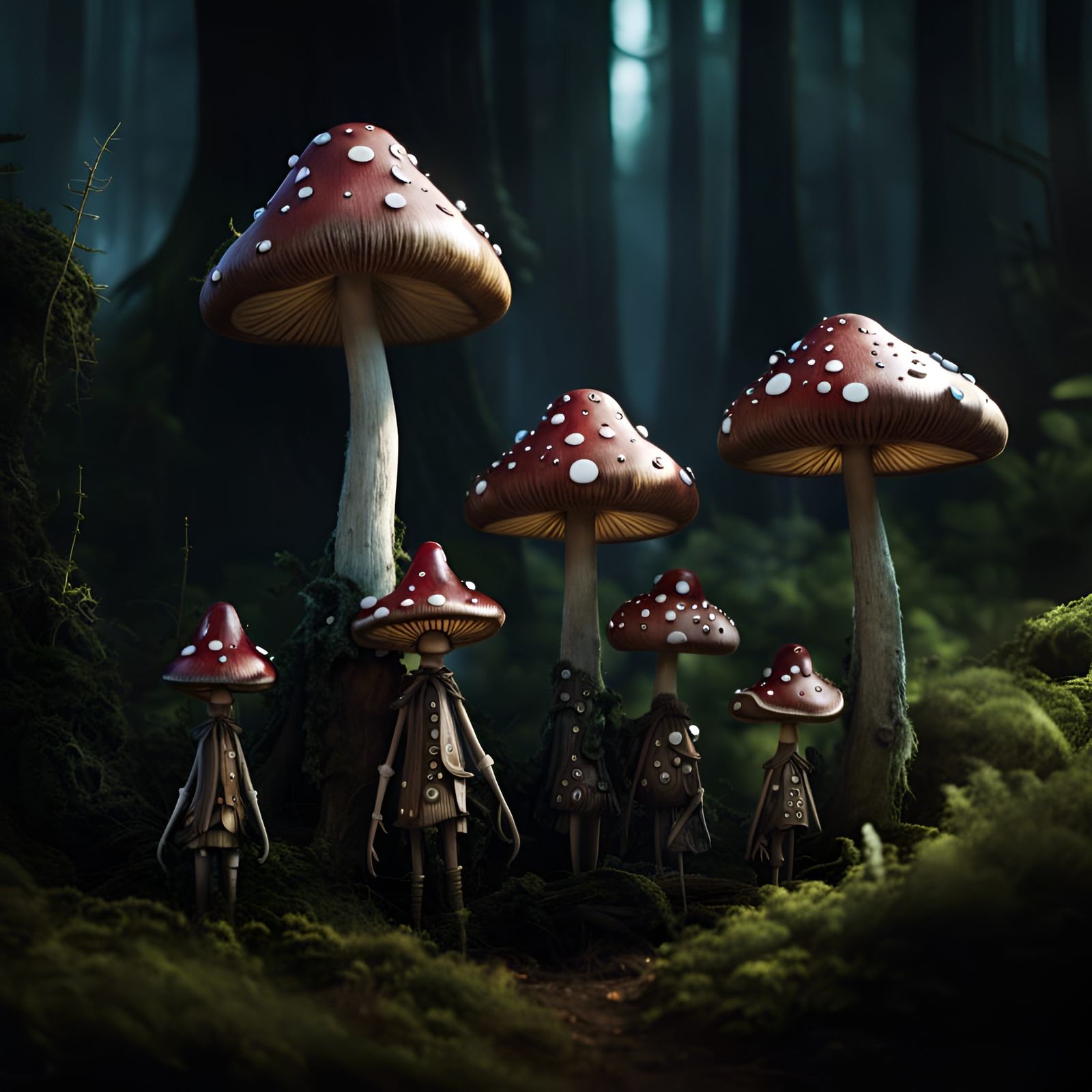 Tim Burton Style: Mushroom Family Portrait