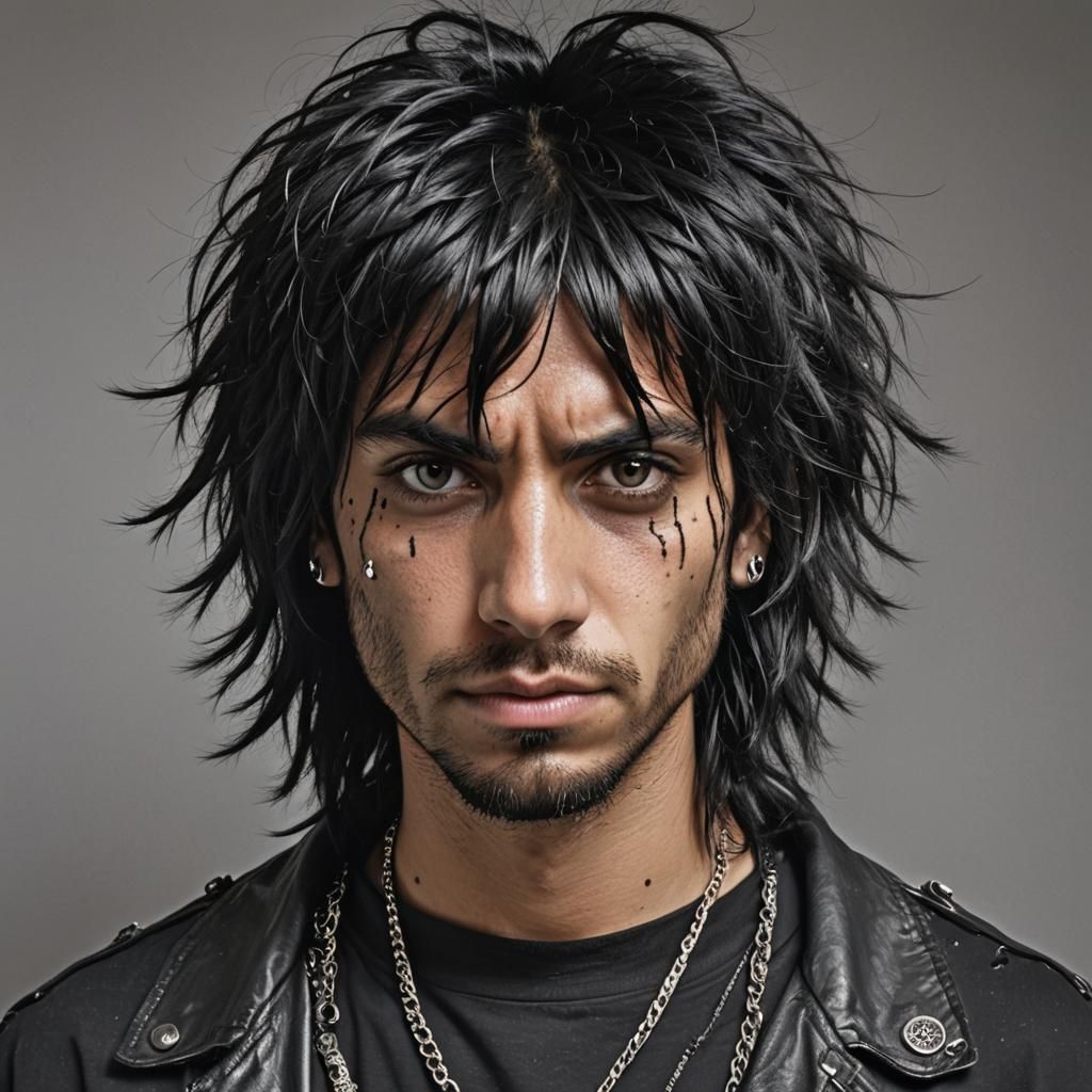 Man with Piercings and Shaggy Hair