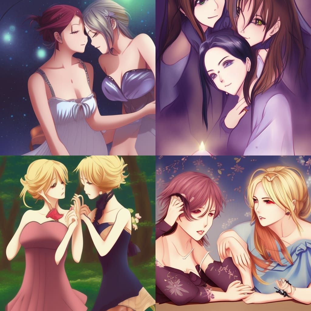 Romantic Anime Scene of Two Women