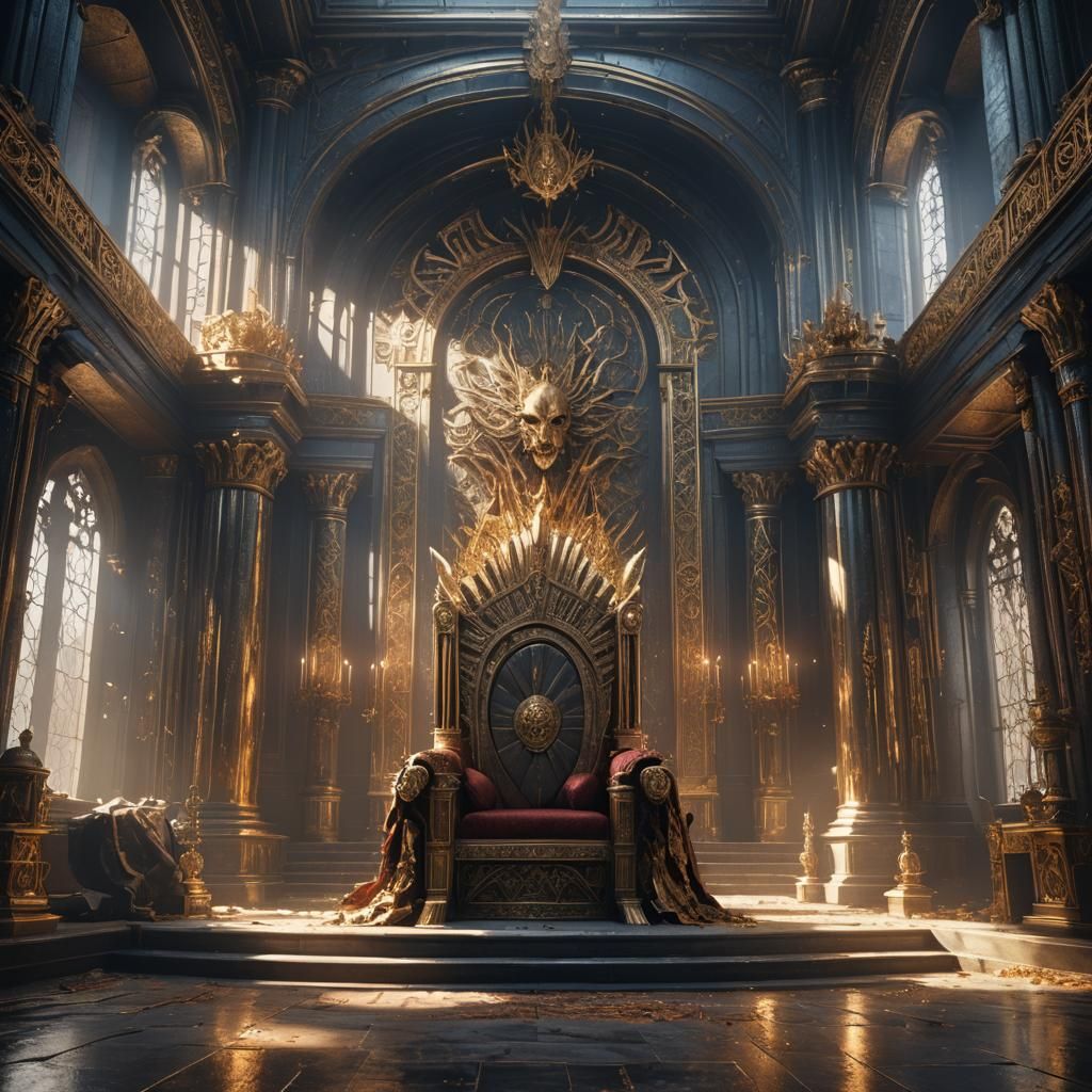 Modern day throne room with natural light falling onto the e...