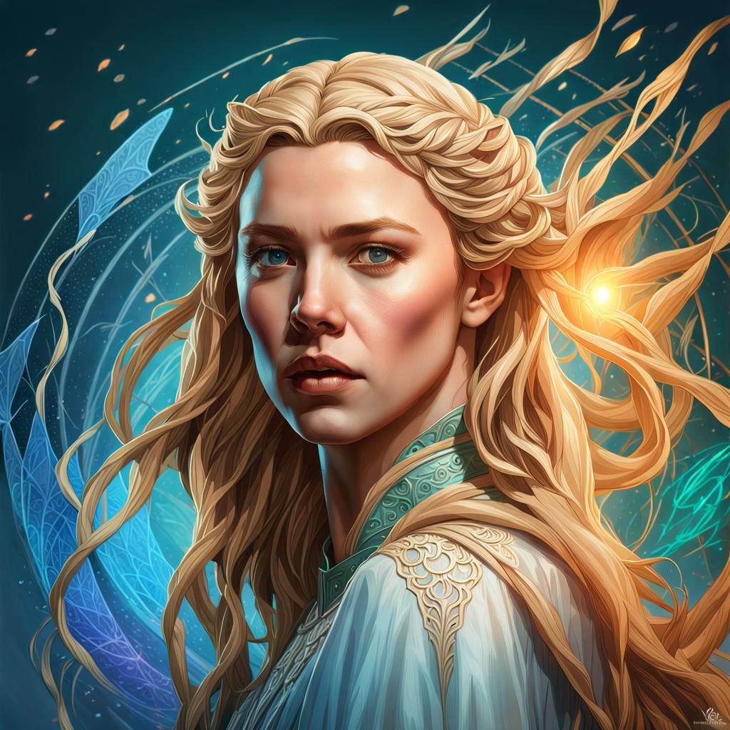 Galadriel as Hyperrealistic Digital Art Portrait