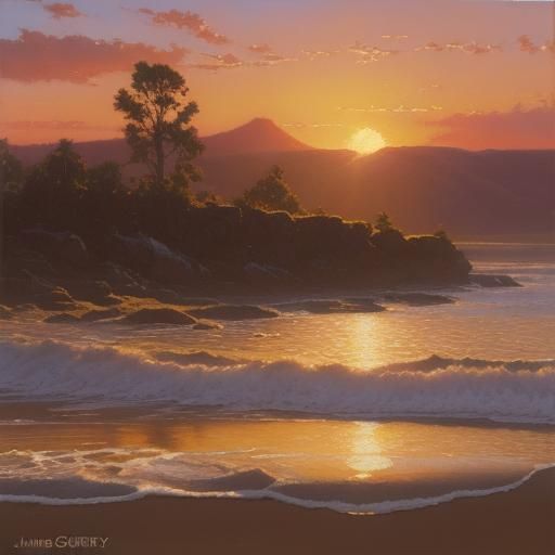 Sunset in Oil Painting Style