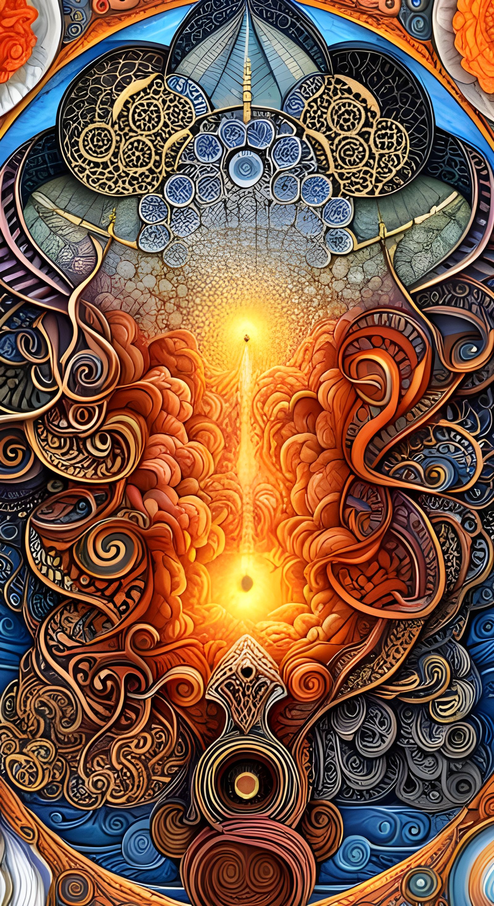 Fractal Whale Skeleton with Zodiac and Crystal Elements