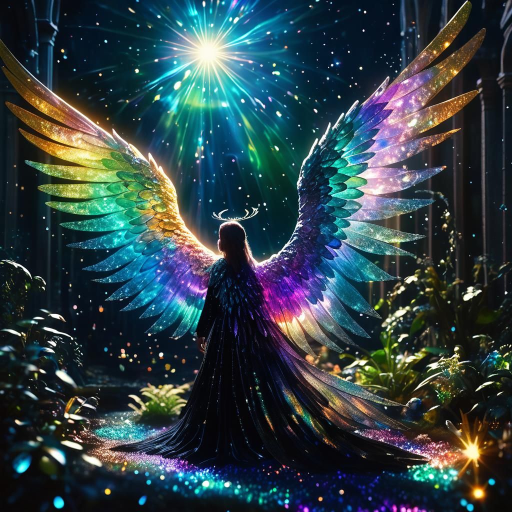 Iridescent Bioluminescent Terrarium: Hyperrealistic CGI Art