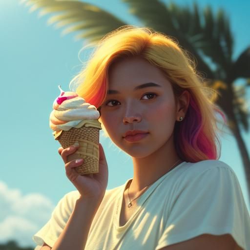 Nostalgic Summer: Ice Cream Cone in Golden Light