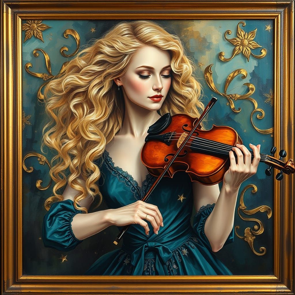 Radiant Blonde Muse in Golden Splendor