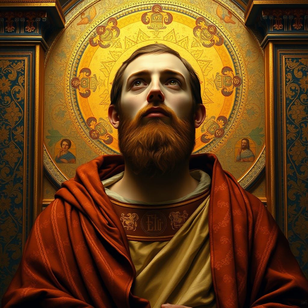 Saint Francis of Assisi in Gustav Klimt Style