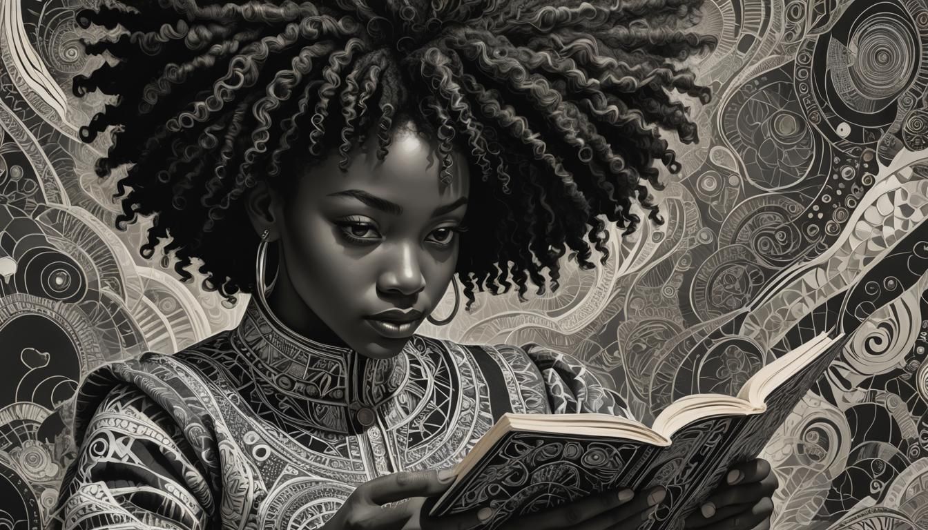 Afrofuturist Digital Art: Girl Reading