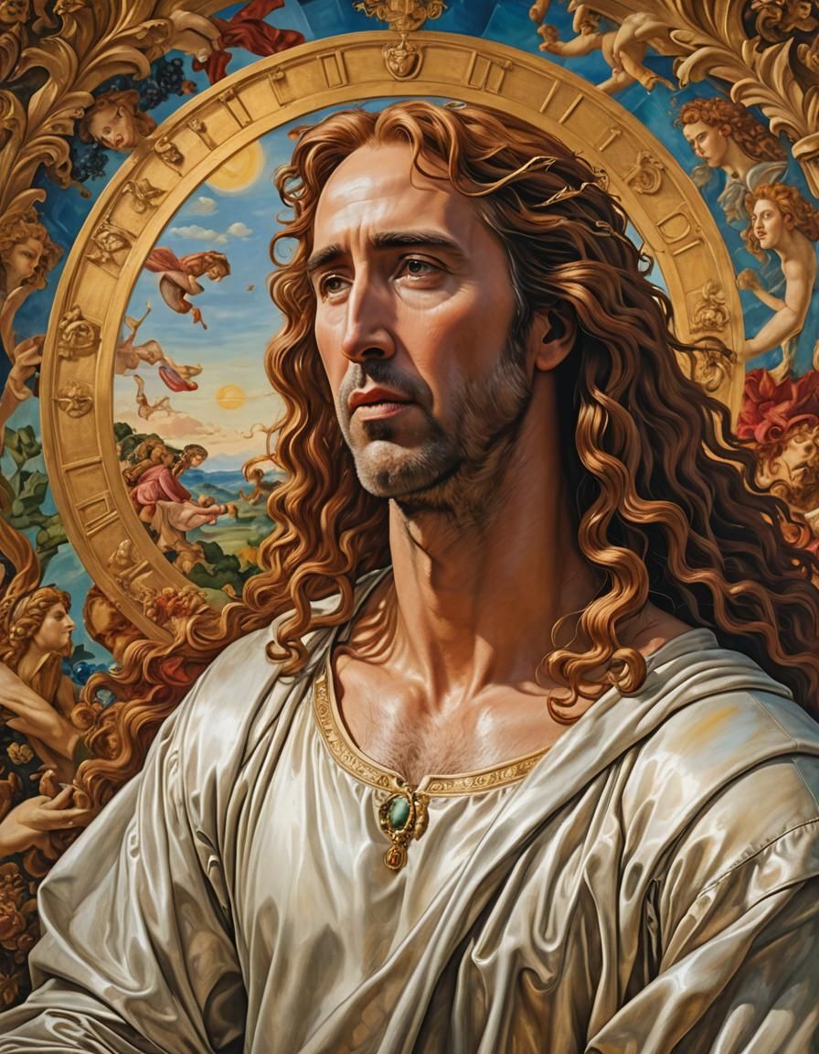 Nicholas Cage Recreates Boticelli’s Venus in Splash Art