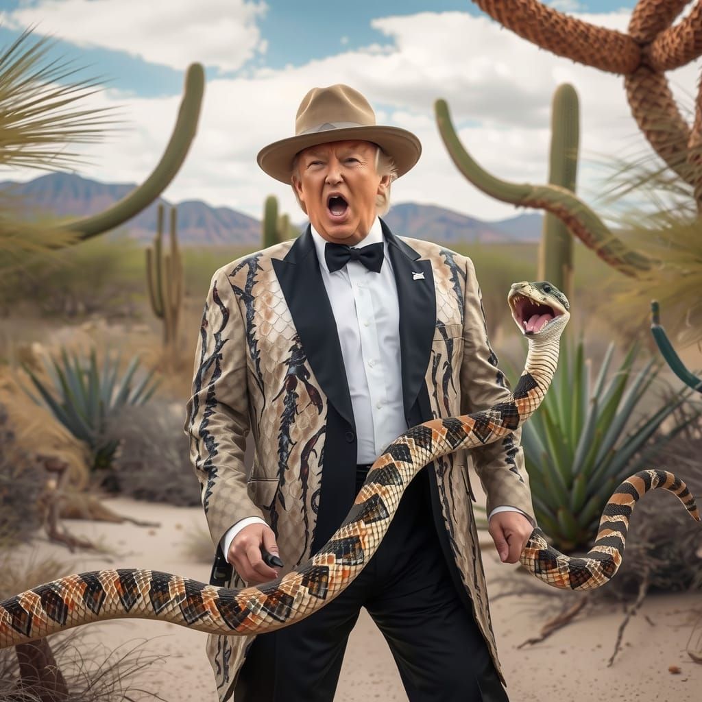Rattlesnake Trump Plays Drums in Desert Mariachi