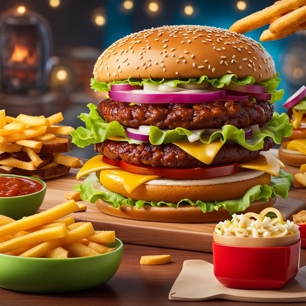 Giant McDonald's Burger with Tiny People