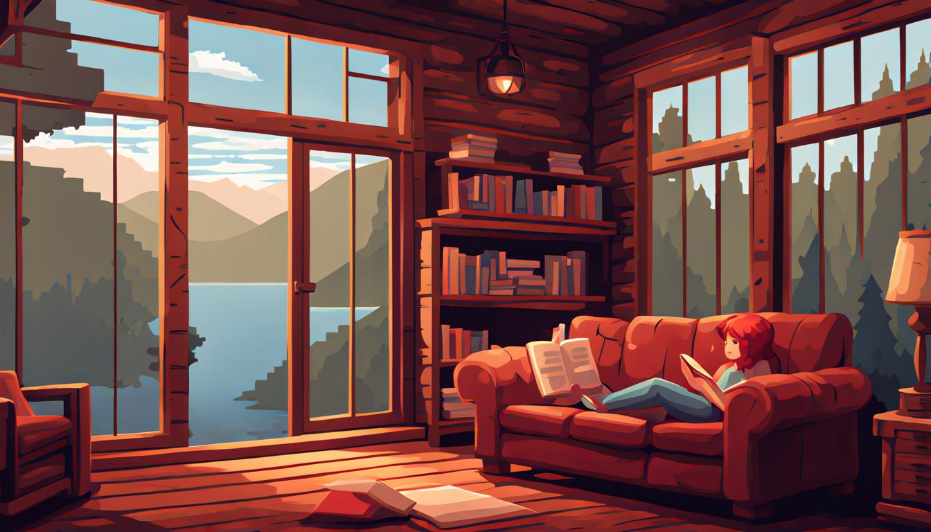 Cozy Cabin Scene in 2D Pixel Art Style