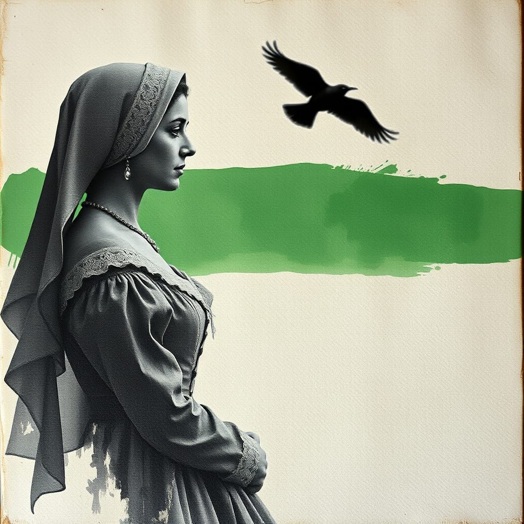 Ethereal Portrait of Woman in Mourning Dress