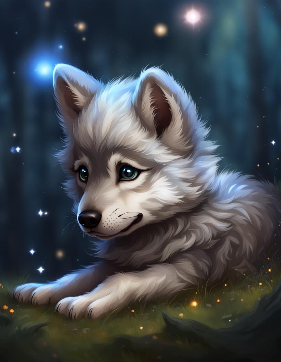 A cute adorable wolf pup
