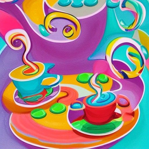 Vibrant Morning Coffee in Candyland Gouache