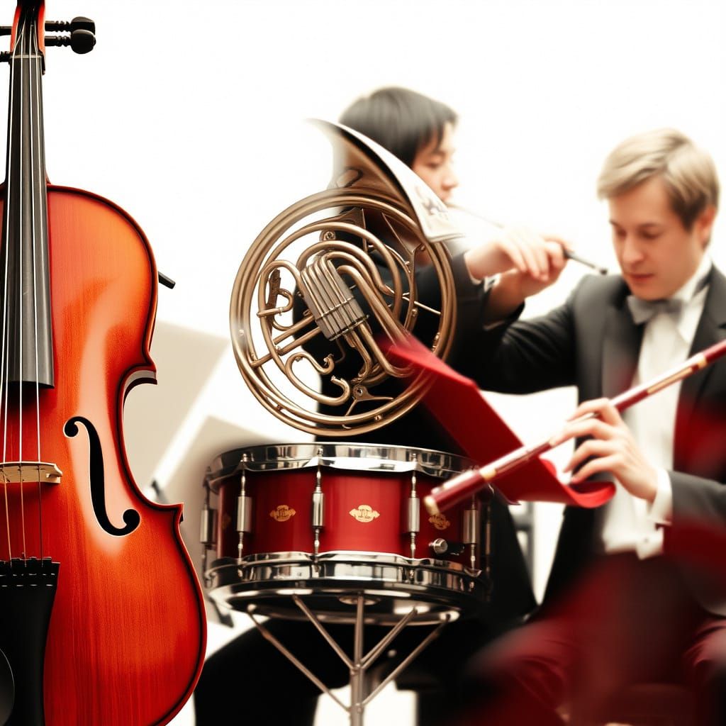 Double Exposure of Symphony and Instruments
