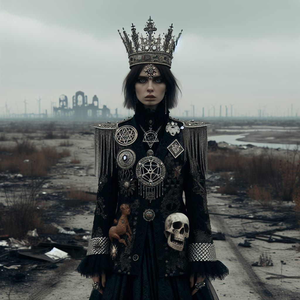 Post-Apocalyptic Queen with Occult Symbols