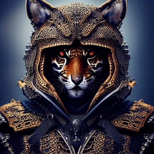 Jackal Warrior in Tiger's Eye Armor: Digital Illustration