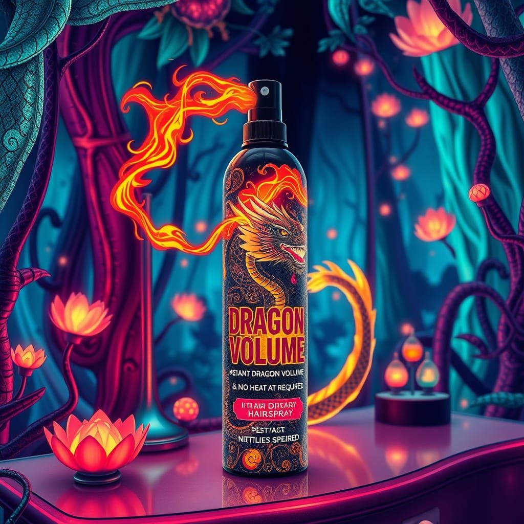 Whimsical Hairspray Bottle in a Mystical Forest
