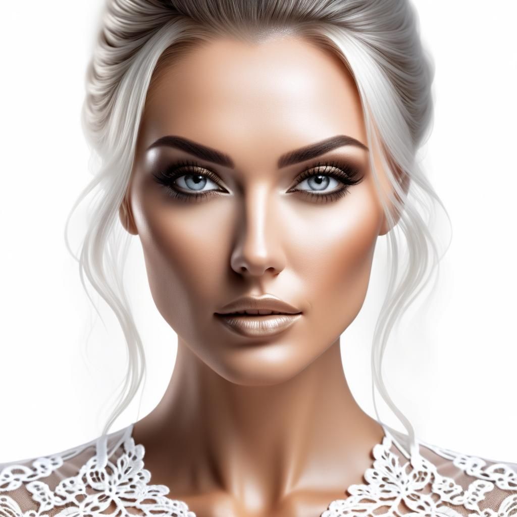 Realistic 2D Portrait of Woman in Lace Top
