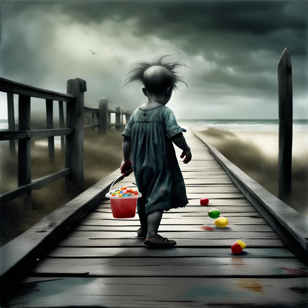 Demonic Child Steals Candy in Dreamlike Photograph