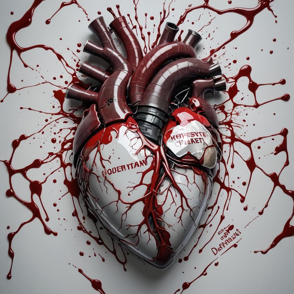 Hyperrealistic Bionic Heart Labeled Defective on Counter