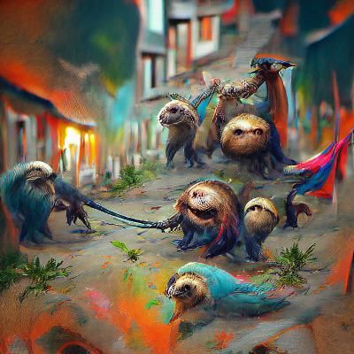 Sloth Gang Terrorizes Village: Detailed Concept Art