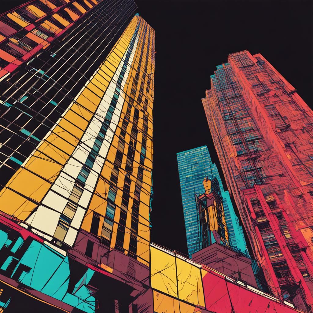 Los Angeles Nightscape in Pop Art Style