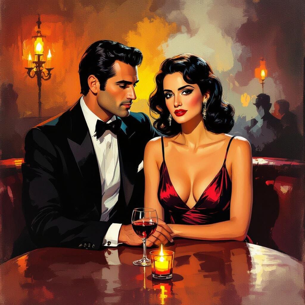 Neo-Noir Pulp Art: Woman in Jazz Club