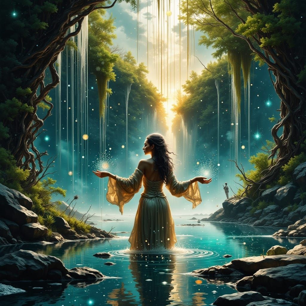 Mystical Water Bender in Earth-Toned Regalia