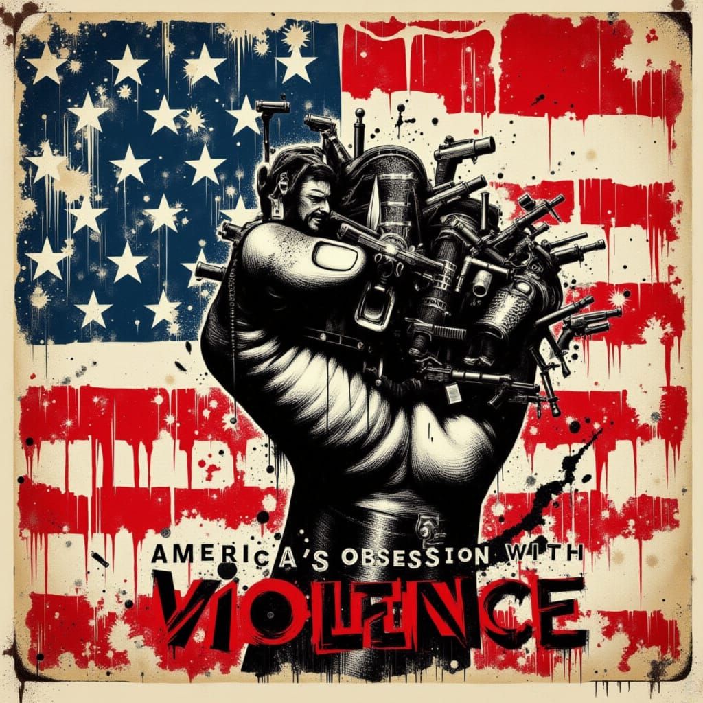 Clenched Fist Poster on American Flag in Shepard Fairey Styl...