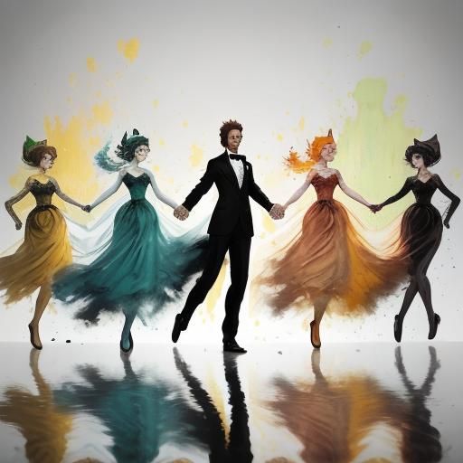 Cats Dancing in J.M.W. Turner-inspired Watercolor Style