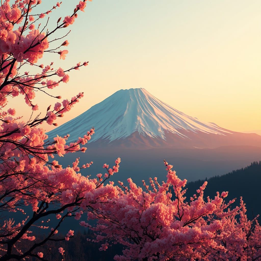 Ethereal Japanese Landscape at Sunset, Inspired by Tradition...