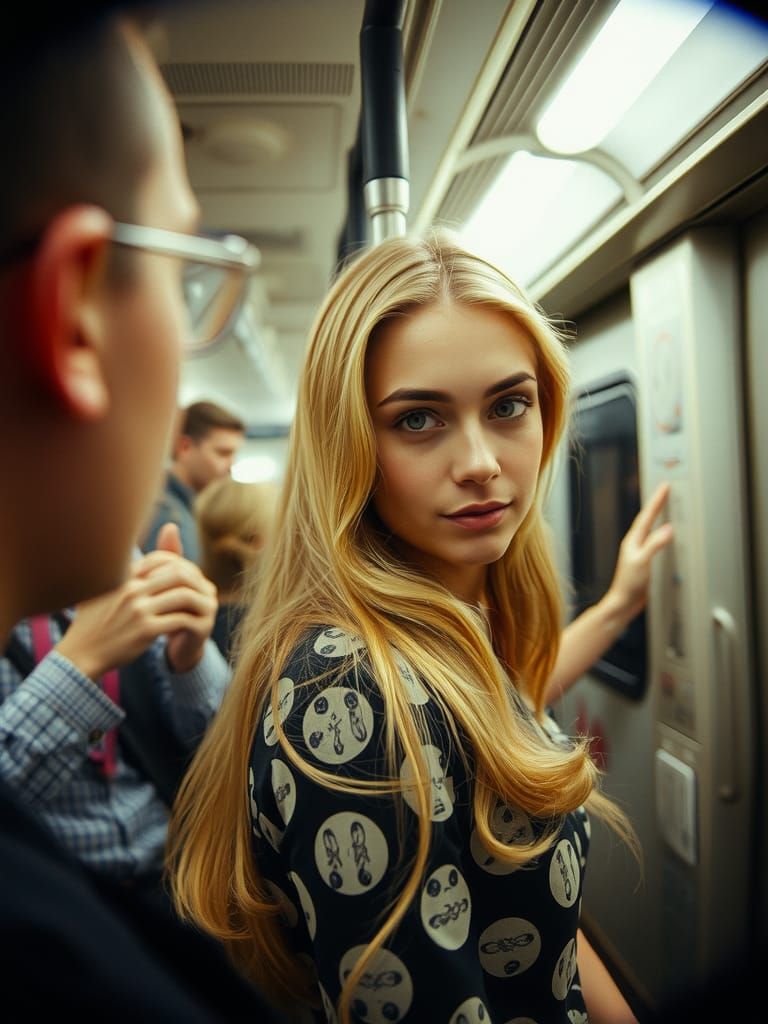 Pinhole Subway Photo of Woman with Blonde Hair