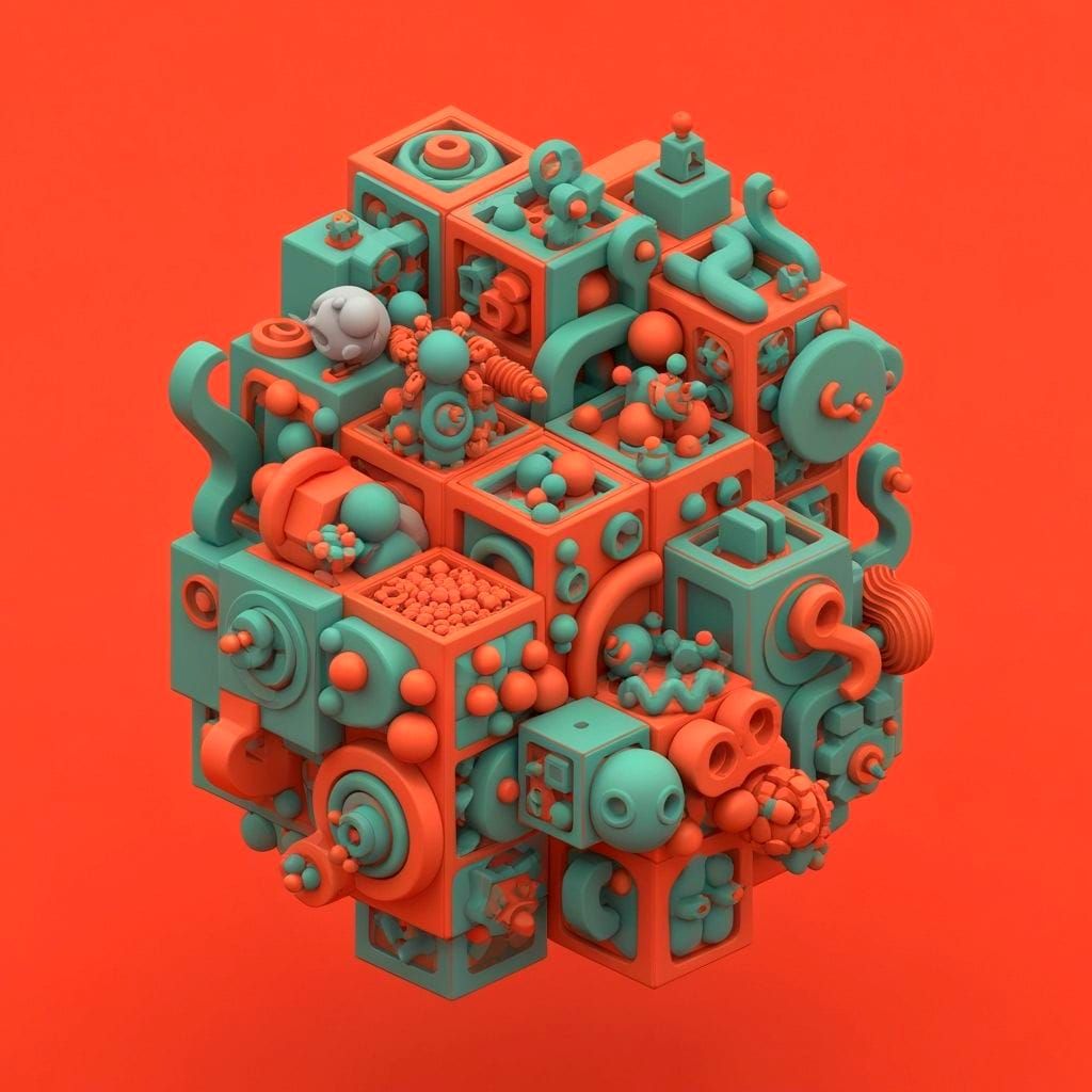 Whimsical Geometric 3D Surreal Tessellation