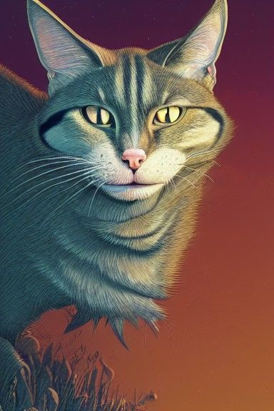 Warrior Cat Portrait in Photorealistic Digital Art