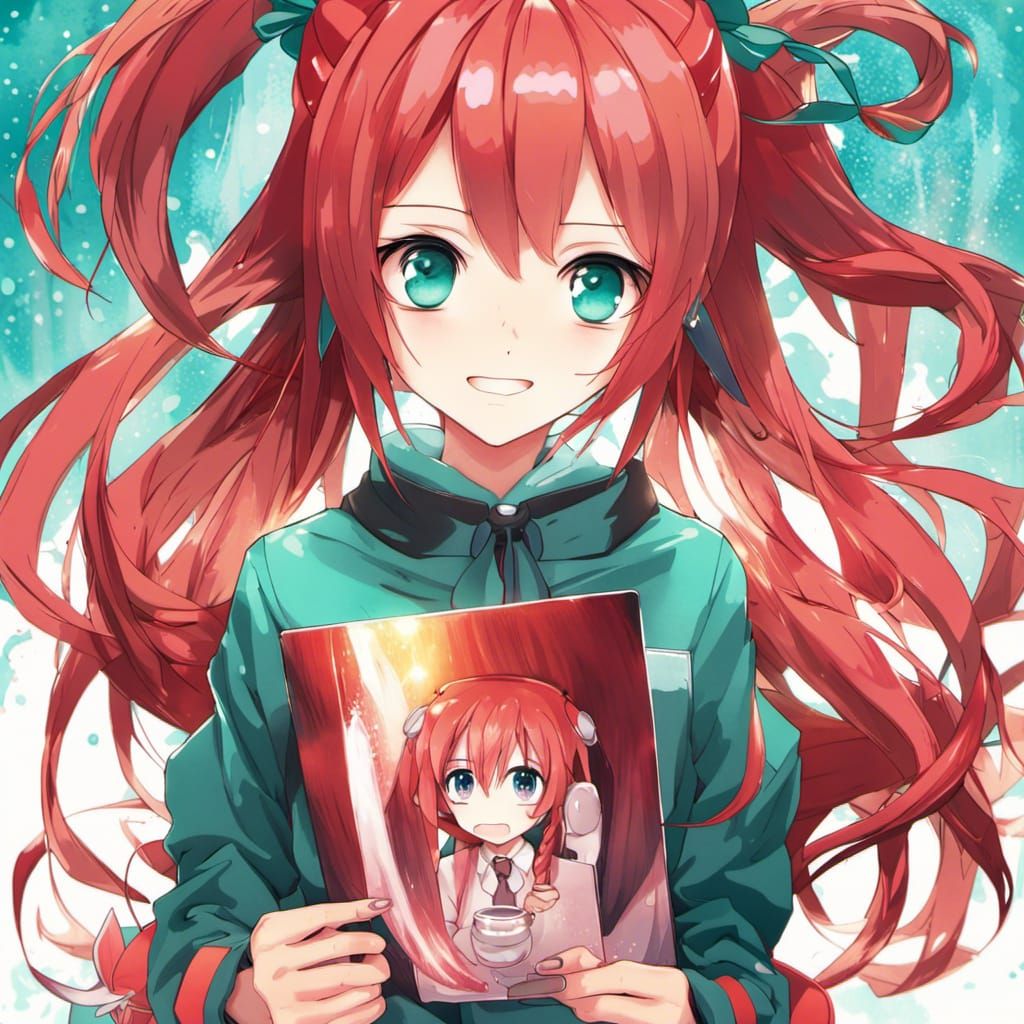 Hatsune Miku Holds Photo in Anime Style