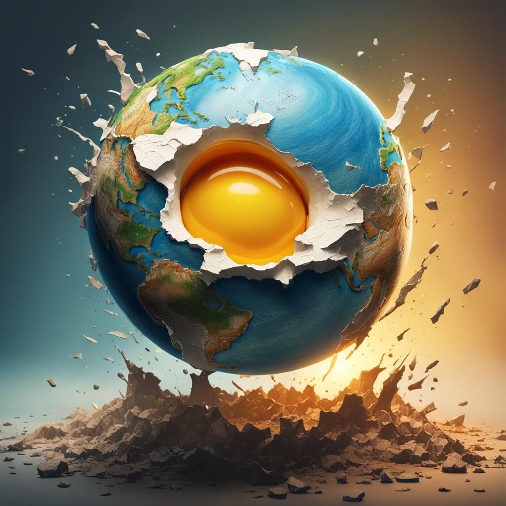 Cracked Earth Reveals Egg Yolk Interior