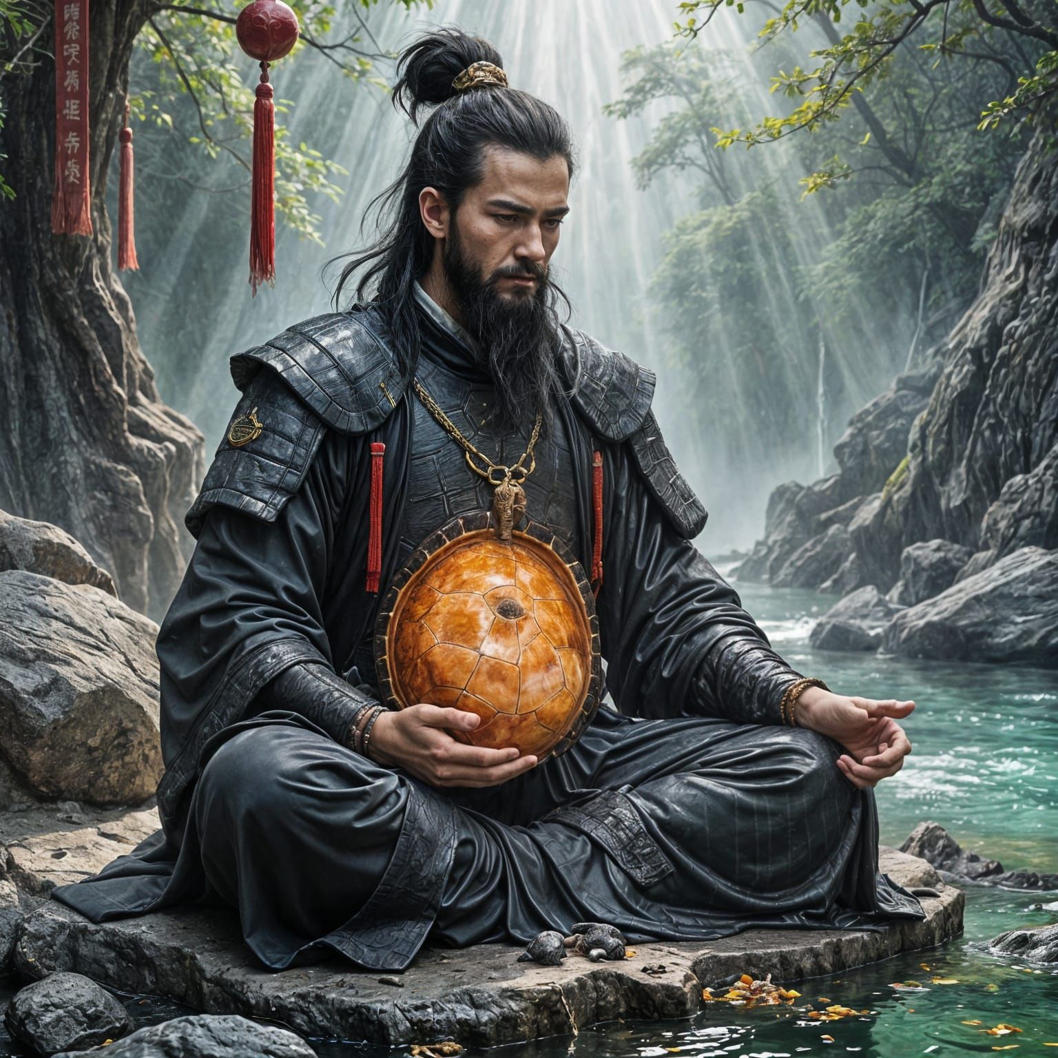 Xuan Wu Meditates, Stomach Forms Snake and Turtle