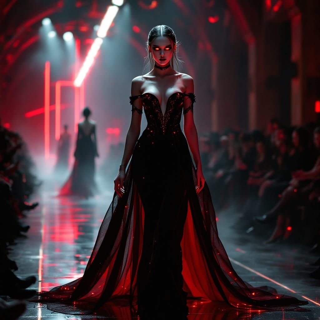 Gothic Vampire Model Shines on Intergalactic Runway