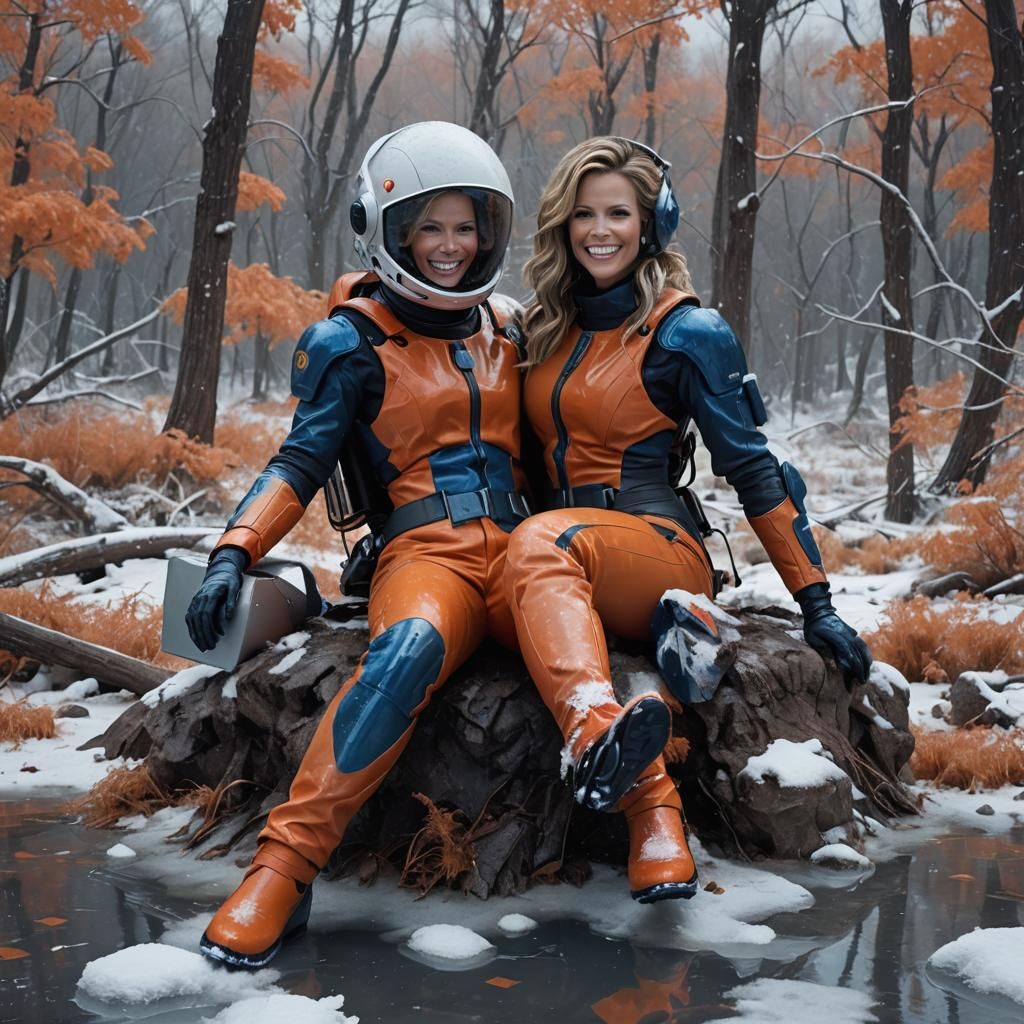 Post-Apocalyptic Sci-Fi Blonde in Blizzard, Digital Art