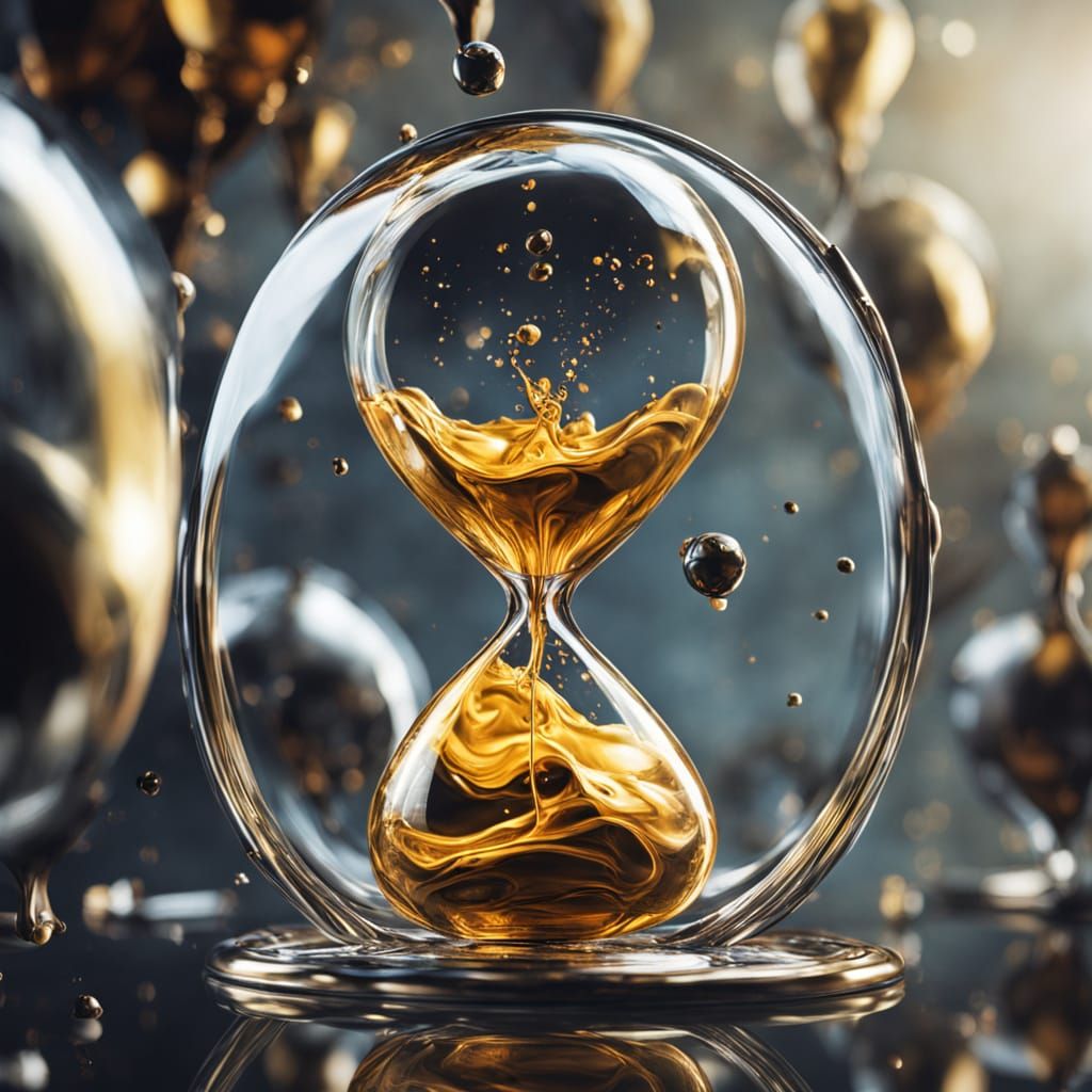 Surreal Liquid Metal Ascends in an Hourglass