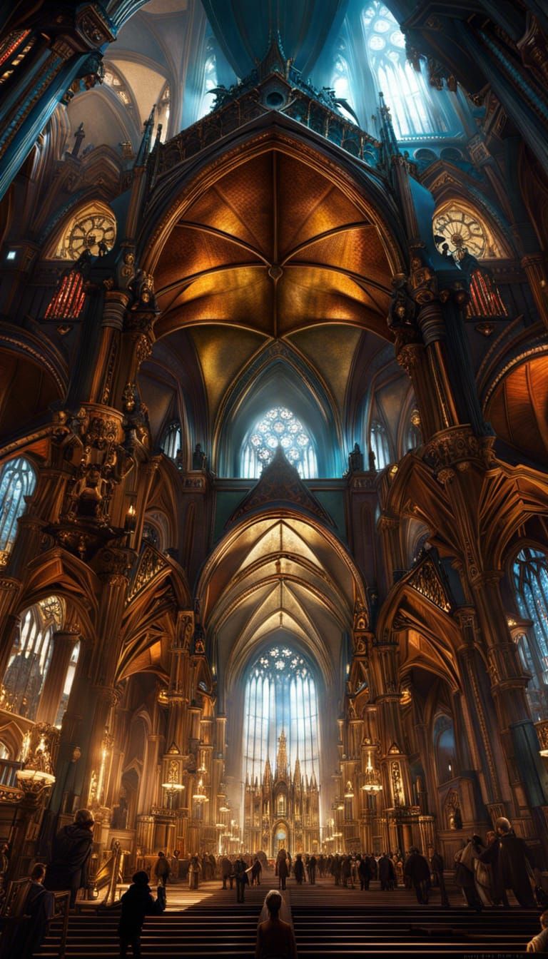 Steampunk Gothic Cathedral Basilica in Fanciful Detail