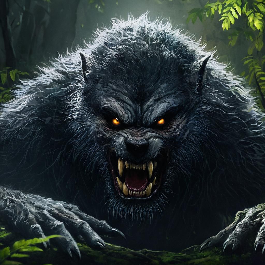 Werewolf Portrait in Oil Painting Style
