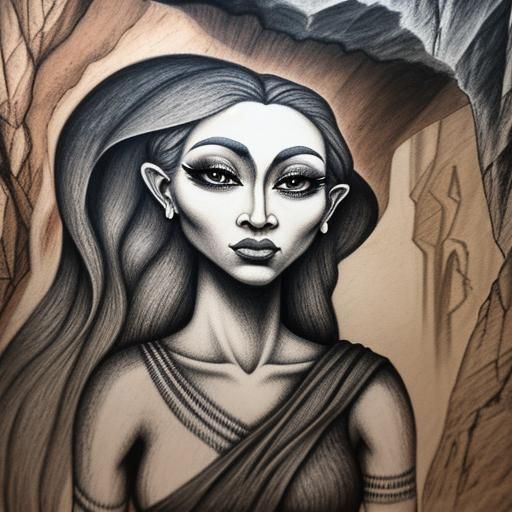 Hyperdetailed Charcoal Cave Painting