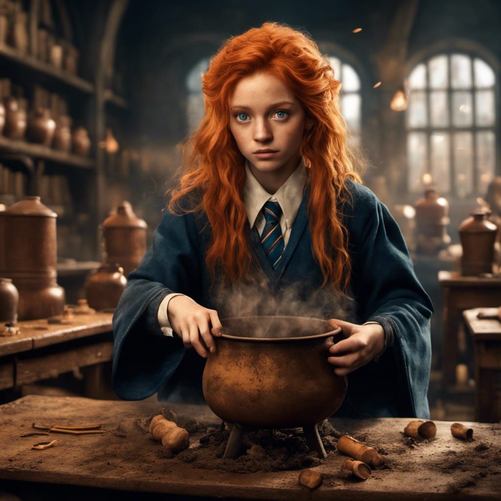 Detailed 8k Image of Hogwarts Potions Lesson