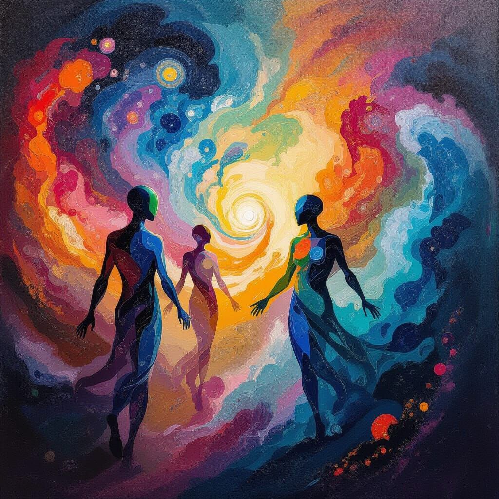 Extraterrestrial Beings Emerging from Nebulae